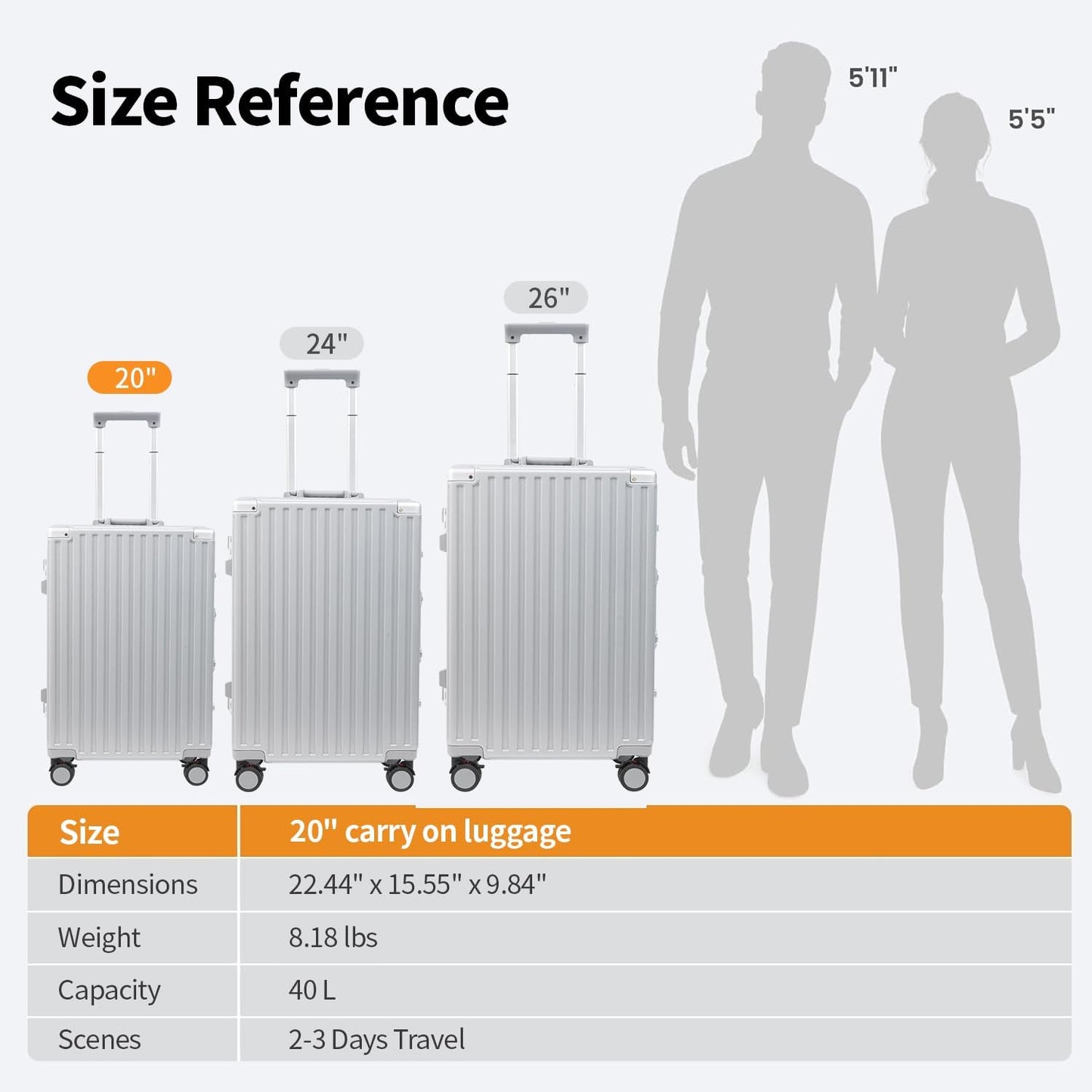 Carry On Luggage 22x14x9 Airline Approved, Zipperless Luggage Carry On, Hard Shell Suitcases with