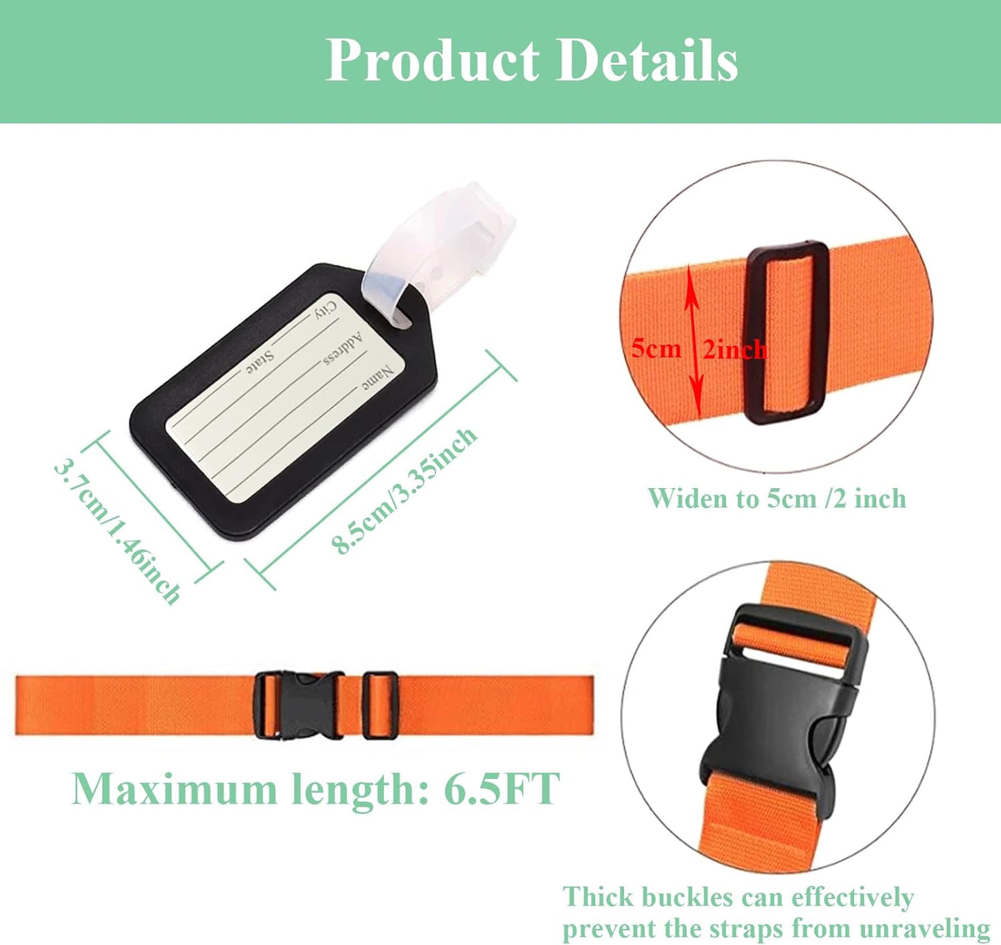 4PCS Luggage Straps for Suitcases & 2PCS Tags Set for Easy Identification,Travel Accessories for Safety,Luggage Strap for Travel Suitcase & Bag Closure,Rose Red