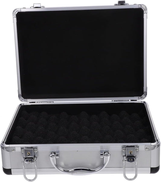 VICASKY Metal Briefcase Aluminum with Lock Locking Case Leather For Men Money The Bank Hard Kids Silver for Women Foam Travelers Luggage Travel Cash (320 * 230 * 110mm)