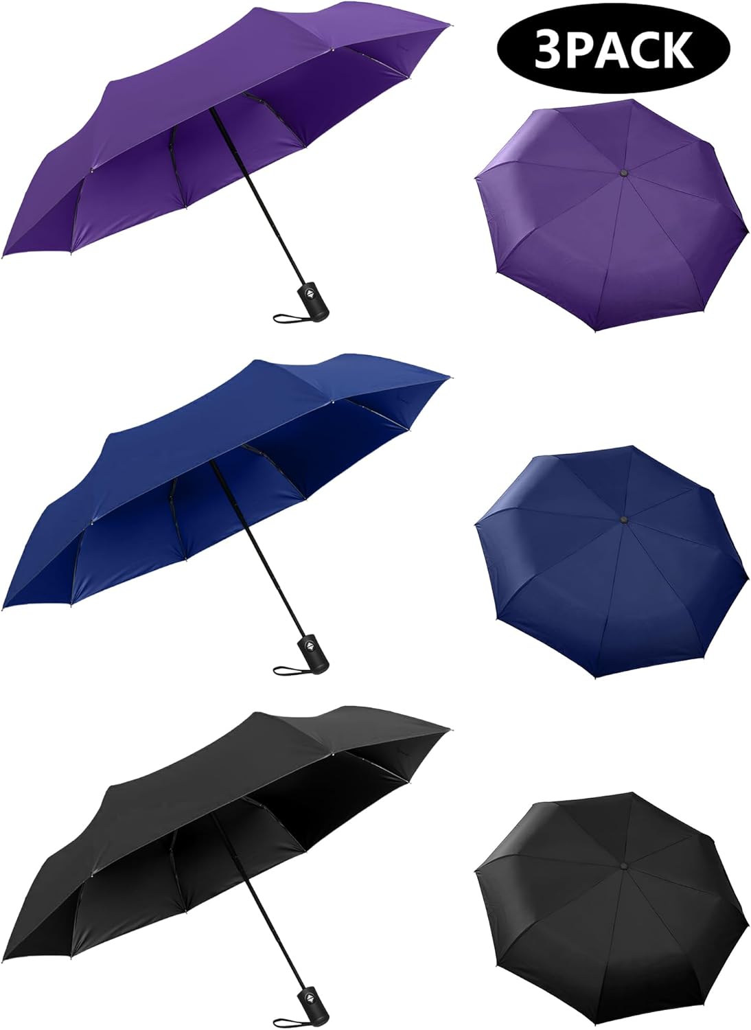 RONIARE 2 Packs Travel Umbrellas for rain Windproof Compact Umbrella Folding Small Strong and Portable Automatic Open and Close - Men and Women