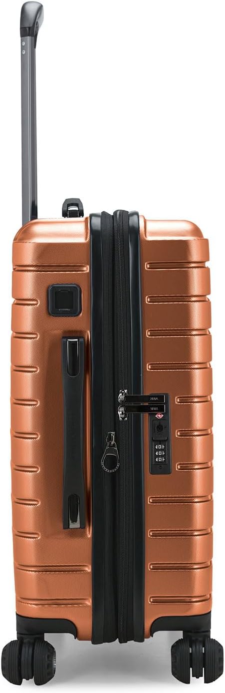 Traveler's Choice Archer Polycarbonate Hardside Spinner Luggage Set, Tie Down Straps, Orange, Carry-On 21-Inch
