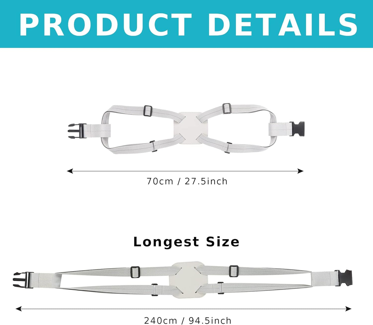 Travelkin Luggage Straps - Bungees for Suitcases, Add a Bag, Travel Bag Bungee Belt for Luggage Carry On (Grey 2 Pack)