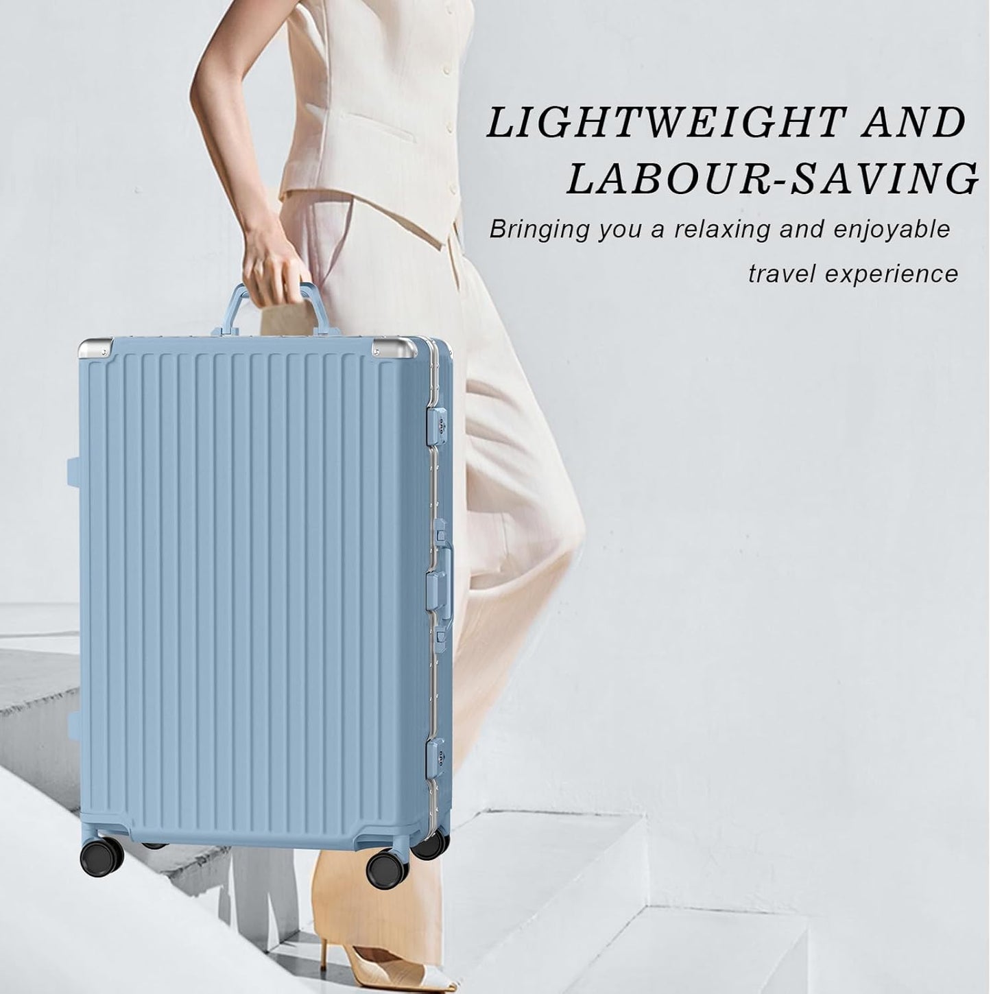 AnyZip Luggage Sets 2 Piece Aluminum Frame Carry On and Checked Suitcase PC ABS Hard Shell TSA Lock