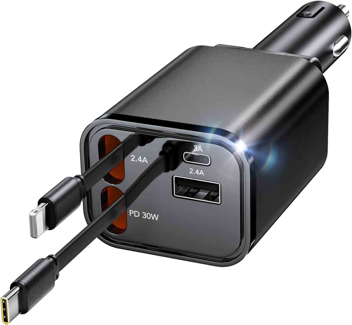 69W Fast Charging USB C Car Charger, 4-in-1 Retractable Phone Charger for iPhone 17, Travel Essentials, Gifts for Women Men, Car Accessories for Women Men, for iPhone 17 16 15 14 13, Galaxy, Pixel