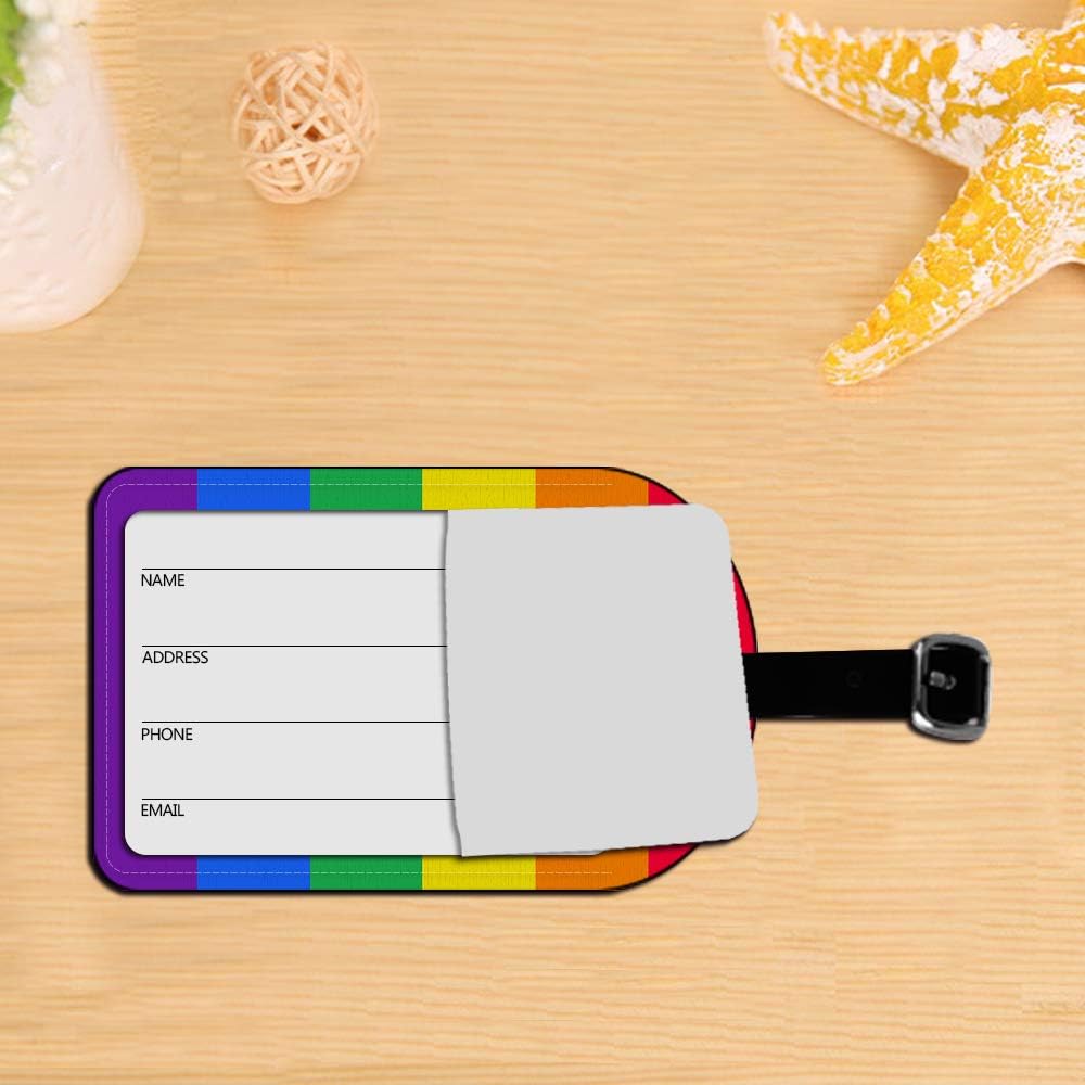 Rainbow Pride Gay Lesbian Contemporary Luggage ID Tag Carry-On Cards Leather Luggage Tag Suitcase Label - 1 pack