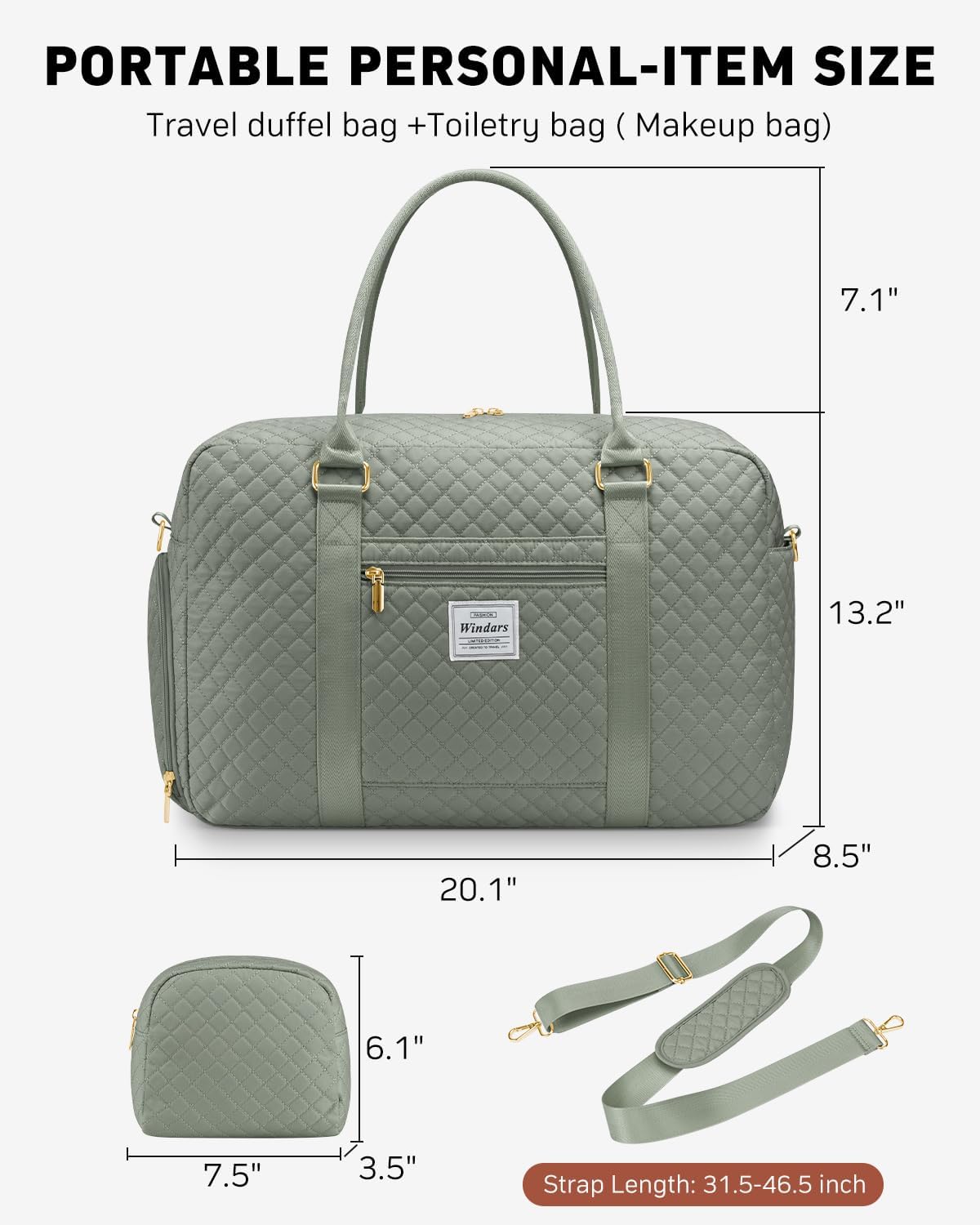 Travel Duffle Bag, Weekender Bags for Women with Shoe Compartment, Carry on Overnight Bag with Toiletry Bag & Wet Pocket, Hospital Bags for Labor and Delivery (Dark Green)