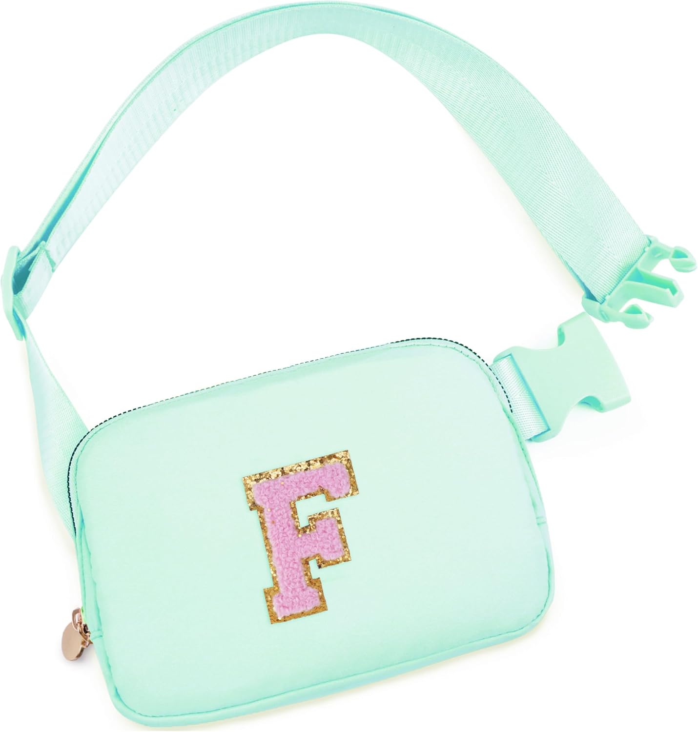 Belt Bag Fanny Pack Crossbody Bags with Initials Letter Patch Cute Stuff Birthday Gifts for Teenager Girls Trendy Stuff for Teens | F,Light Green