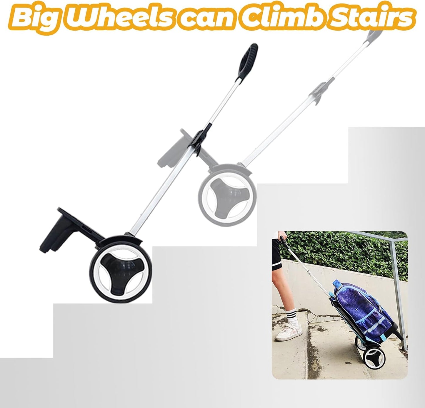 Backpack Trolley, Wheeled Cart with Noiseless Large Wheels Aluminium Alloy Folding Hand Truck with Luggage Strap for Backpacks Luggage cart,Rolling Backpack Dolly
