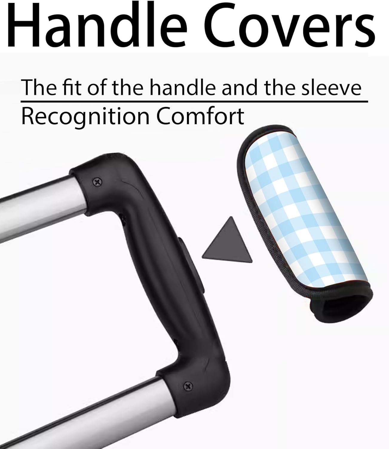 2 Pack Luggage Handle Wrap Travel Tags - Set of Luggage Tags for Suitcases, Identifiers, Marker, and Handle Covers - Cruise Accessories and Travel Gifts（Cute Blue Chessboard