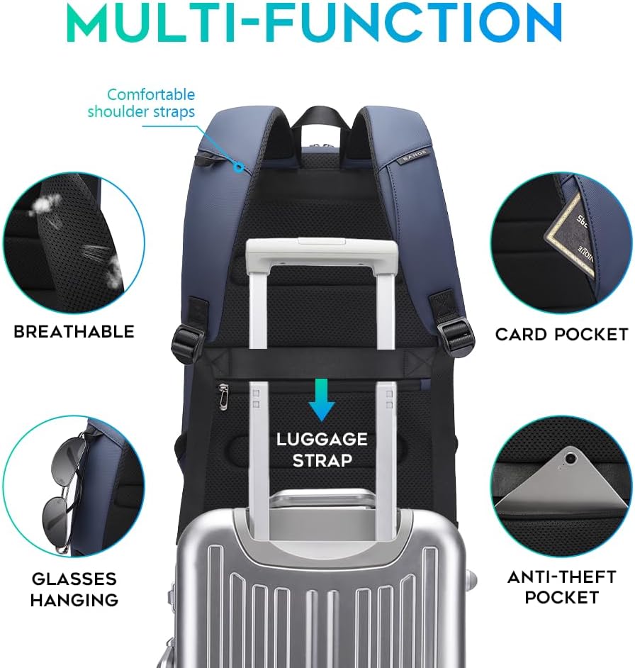 Business Laptop Backpack for Men,Women，15.6 Inch Water Resistant Travel smart Laptop Backpack Carry On Backpack with USB Charging Port，Large Business Work Durable Computer Bag