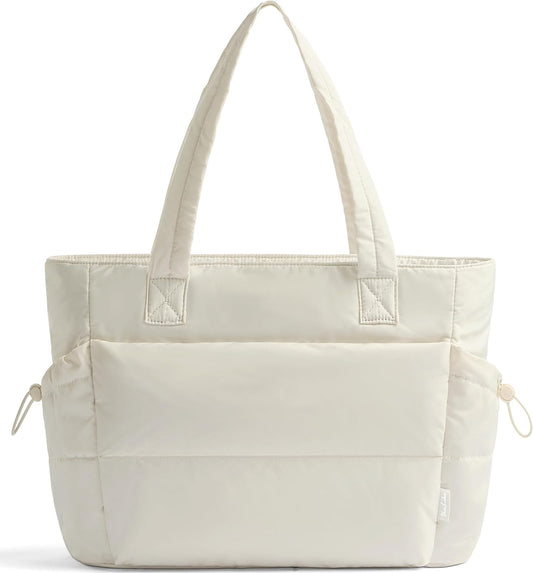 Tote Bag for Women Puffy Work Bags for Women with Zipper Lightweight Quilted Puffer Tote Bag for Travel, Teacher, Nurse