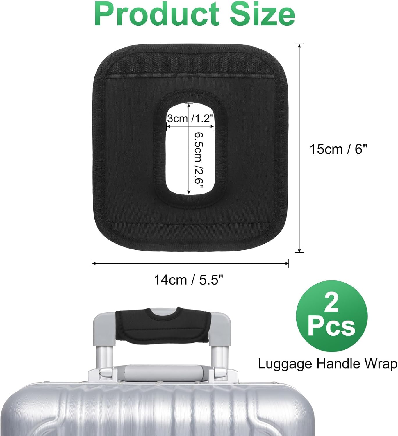 uxcell Luggage Handle Wrap, 2 Pcs Hollow Neoprene Handbag Grip Cover Protector Luggage Identifiers Suitcase Handle Wraps for Luggage Suitcase Travel Bags, Black