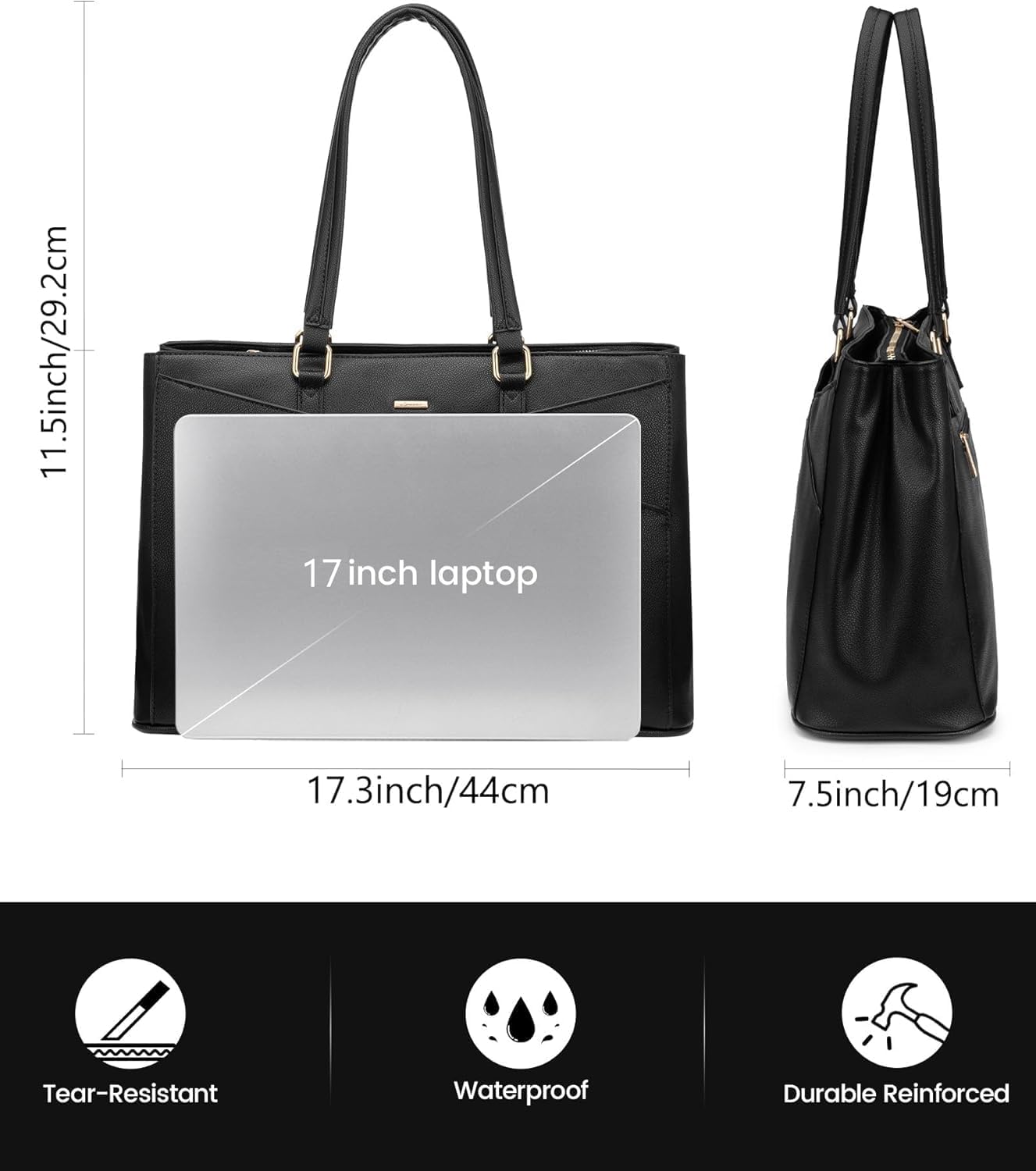LOVEVOOK Laptop Bag for Women 17.3 Inch Tote Bags Waterproof Leather Briefcase Computer Women