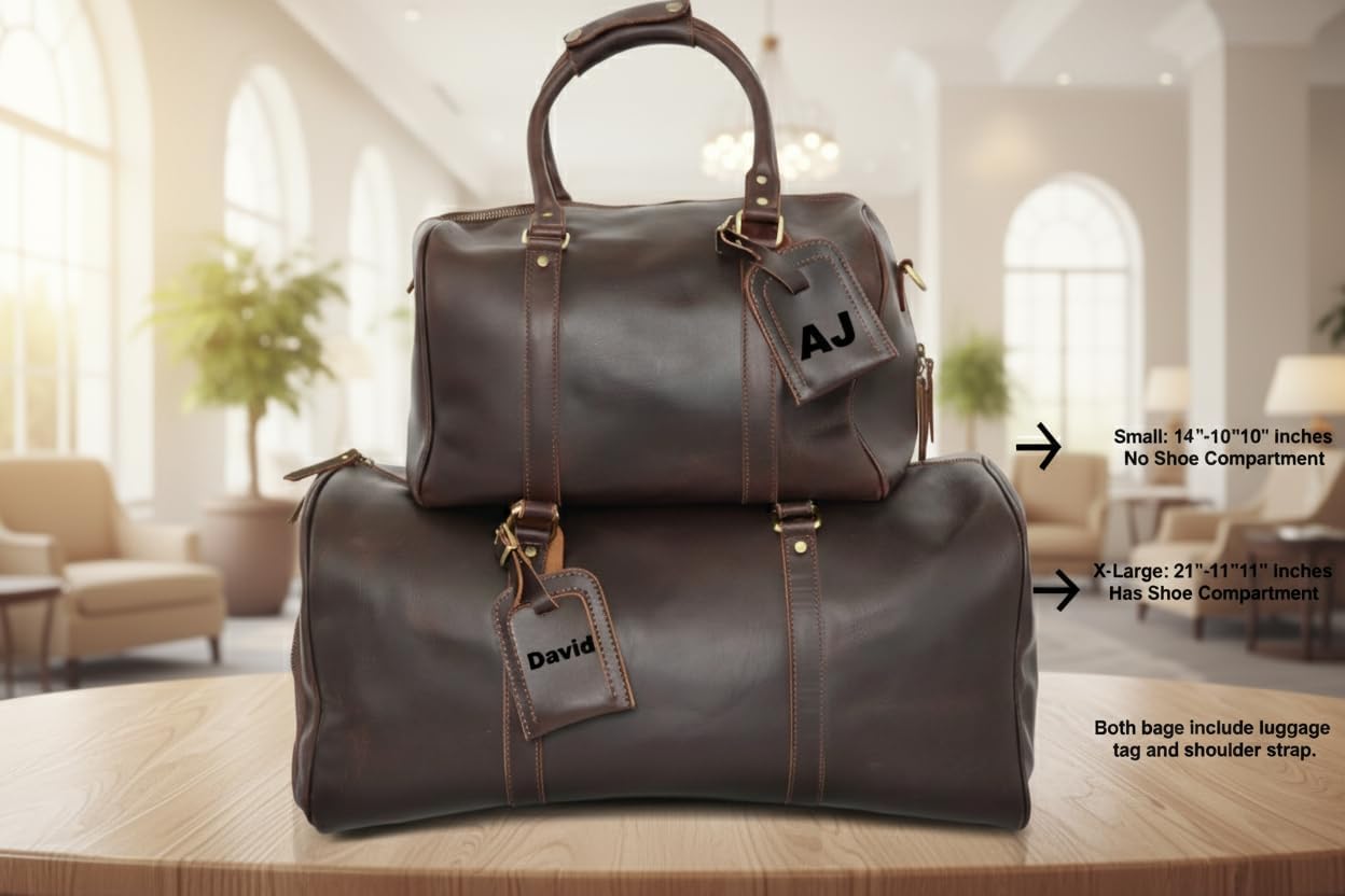 Luxe-Range Mens Duffle Bag, Personalized Leather Duffle Bag, Large Travel Bag, Weekend Bag, Christmas Gift For Men, Gift For Him