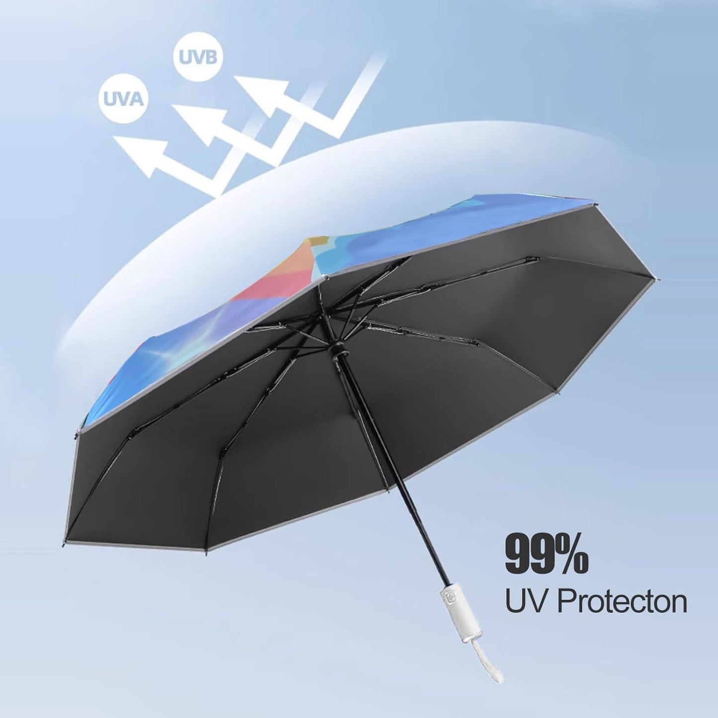Sun Umbrella UV protection UPF 50+ Compact Portable travel Parasol Auto Open Close Windproof and Waterproof Folding Sun and Rain Small Umbrella For Walking