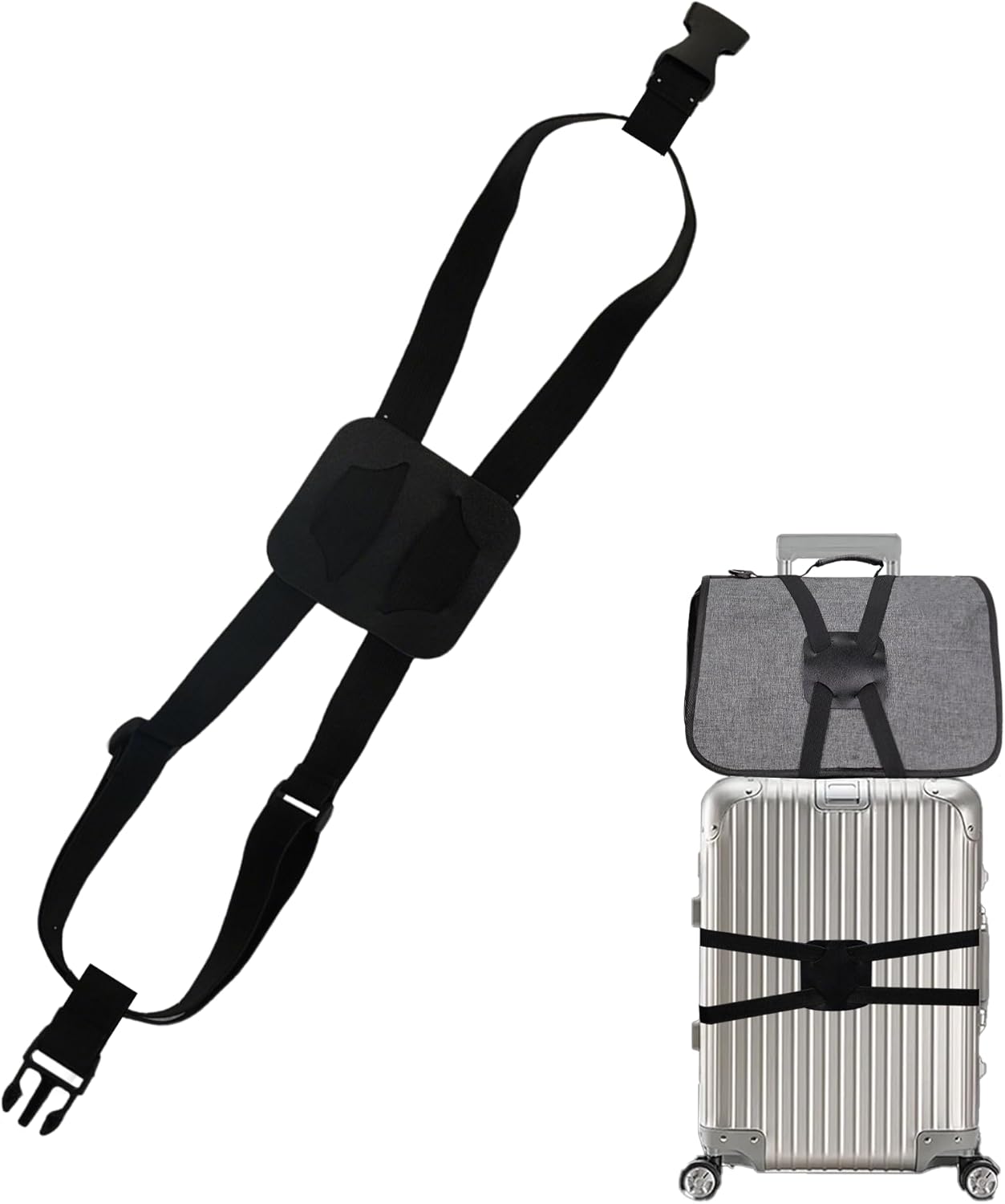 Elastic Luggage Strap with Hooks, The Perfect Travel Must-Have Suitcases Companion, Ultimate Luggage Straps for Suitcases,Travel Must-Have for All Adventurers, Stretchable Luggage Straps(1Black)