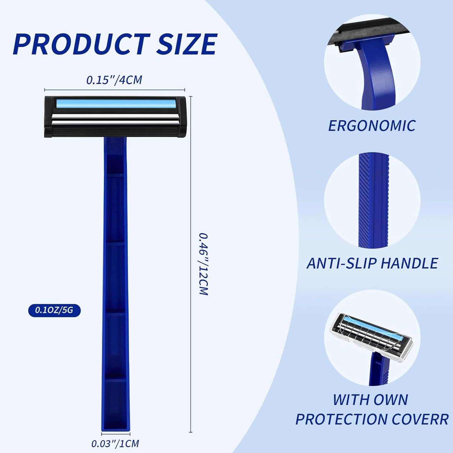 Disposable Razors Bulk for Shave - Mens Bulk Razors for Shaving with Lubricating Strip & 2 Stainless Steel Blades, Multipurpose Portable Supply Razor for Bathing Hotel Travel（200 Count）
