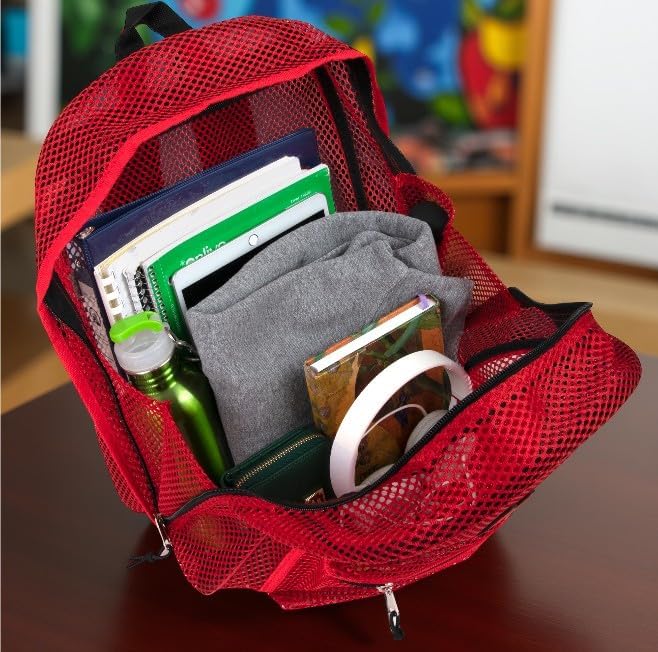 Summit Ridge Mesh Backpacks for Kids, Adults, School, Beach, and Travel, Colorful Transparent Mesh Backpacks with Padded Straps Large