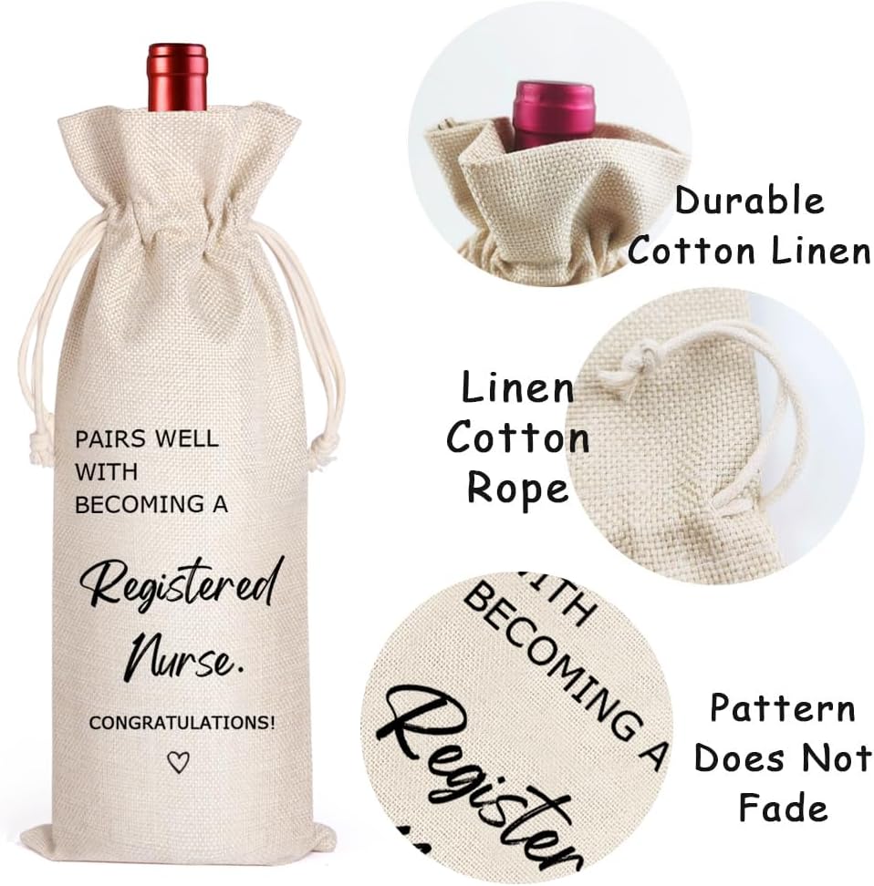 LANBAIHE Registered Nurse Wine Bag, Nursing School Gift, Gifts for Registered Nurse, RN Graduation, Nurse Week Gift