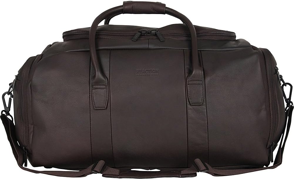 Kenneth Cole REACTION Duff Guy Colombian Leather 20" Single Compartment Top Load Travel Duffel Bag, Black