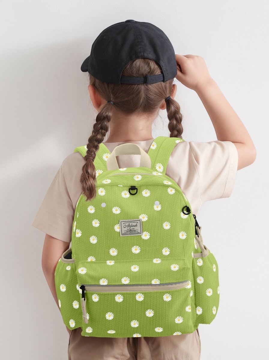 Corduroy Kids Backpack for Girls 6-10: Girls Backpacks for Elementary Kindergarten 15” H Fit Folder