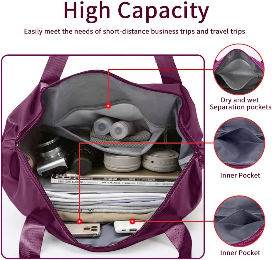 Large Capacity Foldable Travel Bag Expandable Portable Carry on Bag Dry&Wet Separation Sports