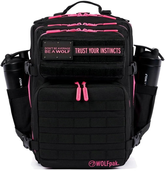 WOLFpak 35L Backpack Meal Prep Management (Black Neon Pink) Lunch Box, Cooler, Travel, Insulated Bag, Daypack