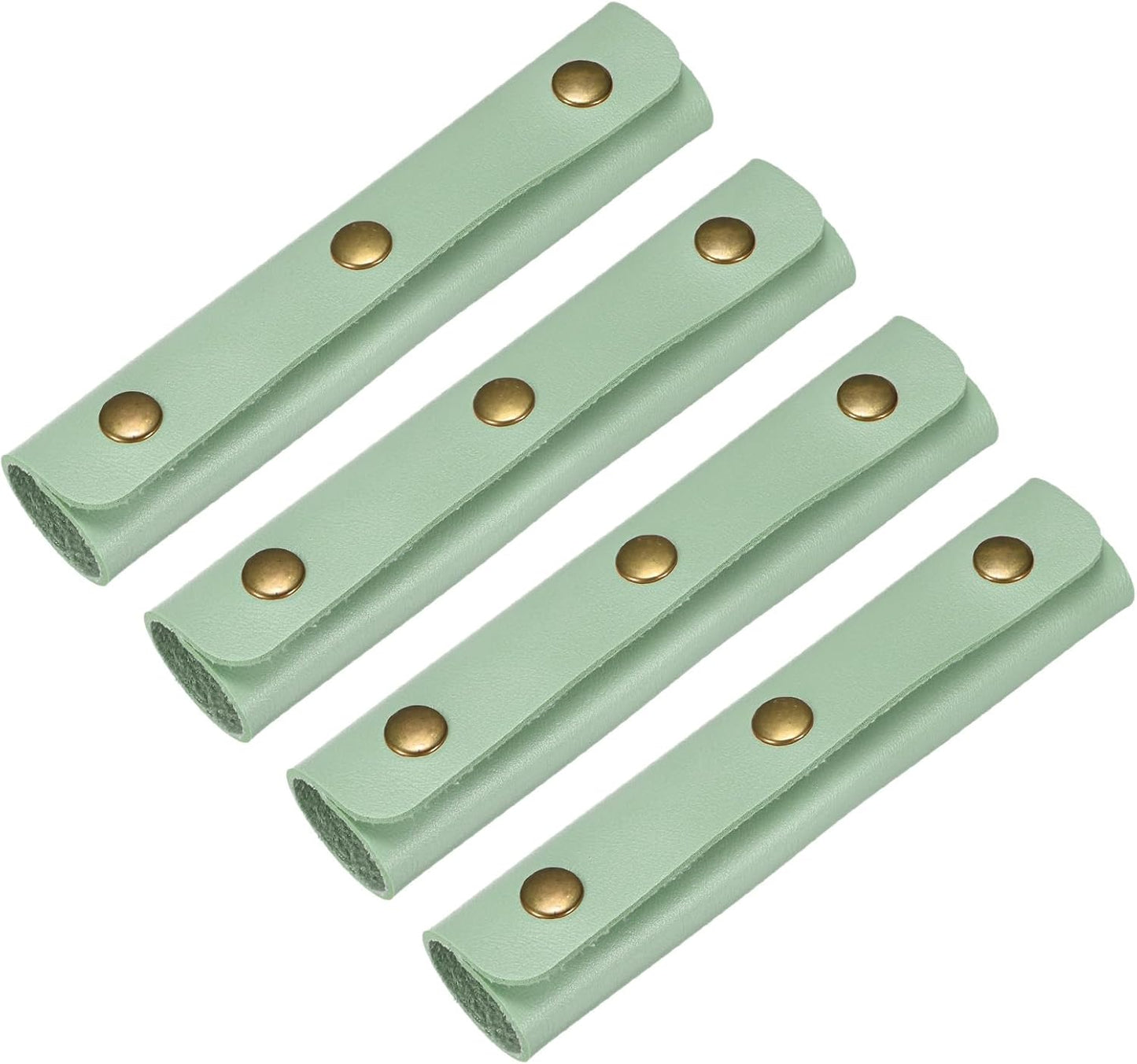 Leather Handle Wrap [4PCS] - Handbag Handle Wrap Cover with 3 Metal Clasps Use for Suitcases & Bags & Shopping Totes & Wallets - [Lake Green-5IN/13CM] Soft Purse Strap Pad