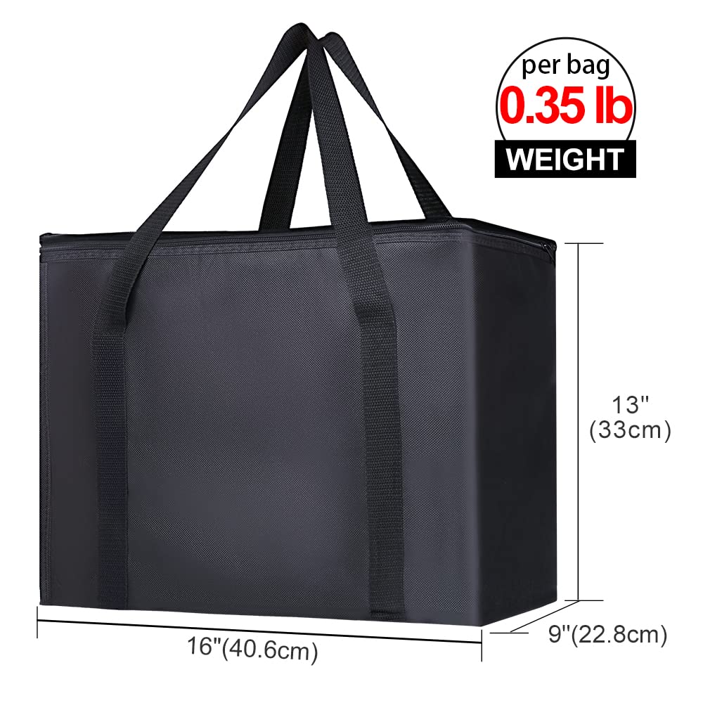 Bodaon 2-Pack Insulated Reusable Grocery Shopping Bags, X-Large, Black