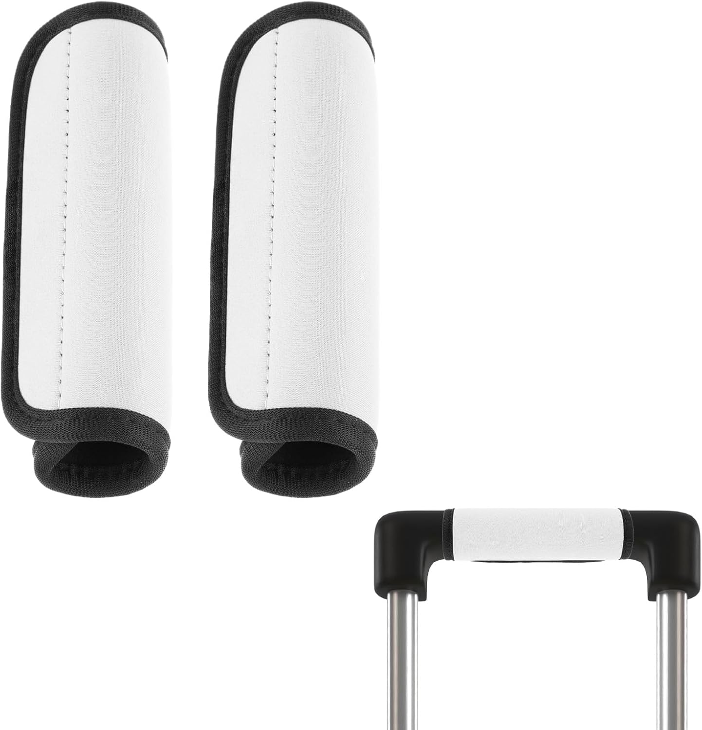2 Pack Luggage Handle Wraps for Suitcase Bright Color Luggage Handle Covers Suitcase Tags identifiers Travel Accessories for Airplane/Flying (White)