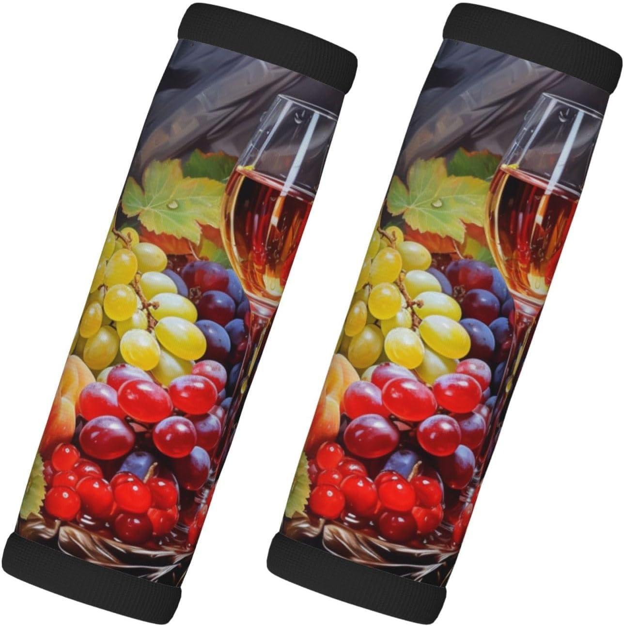 Luggage Handle Wraps Grape Wine Glass Fruits Art Painting Luggage Identifiers Soft Neoprene Luggage Handle Wraps For Suitcase Trolley Handle Grip Cover 2 Pack Luggage Tags