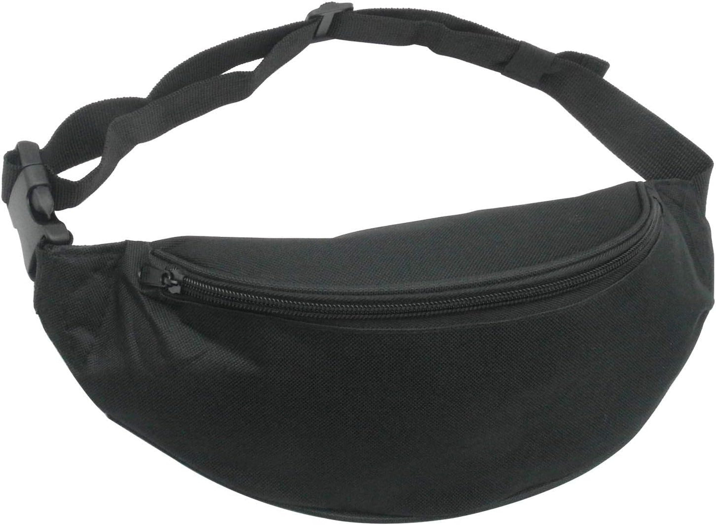Unisex Fanny Pack for Women Men, Fashion Sporty Multi-purpose 2-Zipper Waist Belt Bag Fanny Pack Waist Bag Adjustable Strap for Sport Hiking Traveling Passport Wallet (Black)