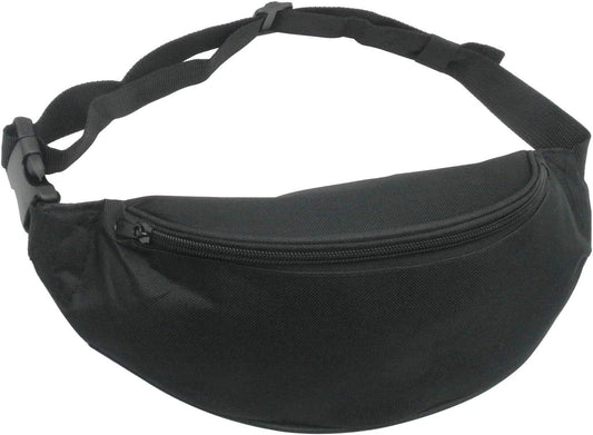 Unisex Fanny Pack for Women Men, Fashion Sporty Multi-purpose 2-Zipper Waist Belt Bag Fanny Pack Waist Bag Adjustable Strap for Sport Hiking Traveling Passport Wallet (Black)