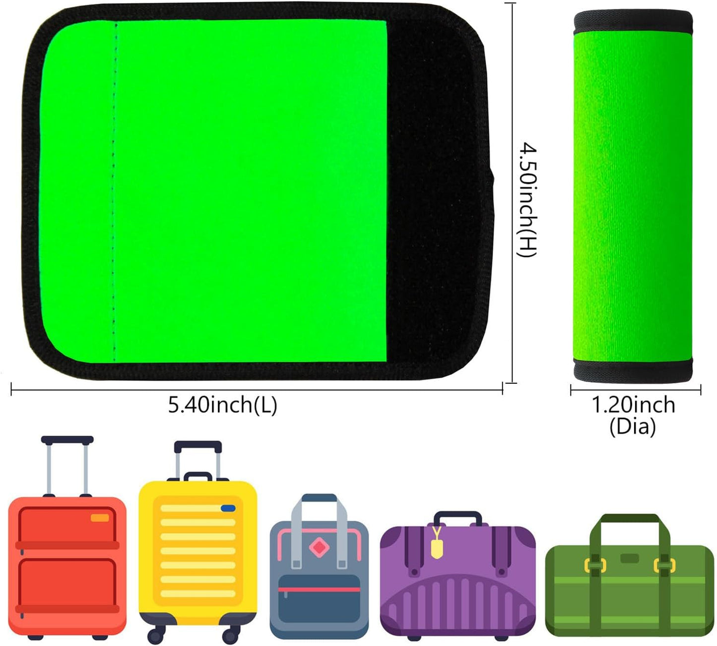 Luggage Handle Wrap 6 Pack-Neoprene Luggage Handle Wraps for Suitcase/Beach Bag/Backpacks Bright Suitcase Identifiers Travel Accessories for Airplane (Neon Green)