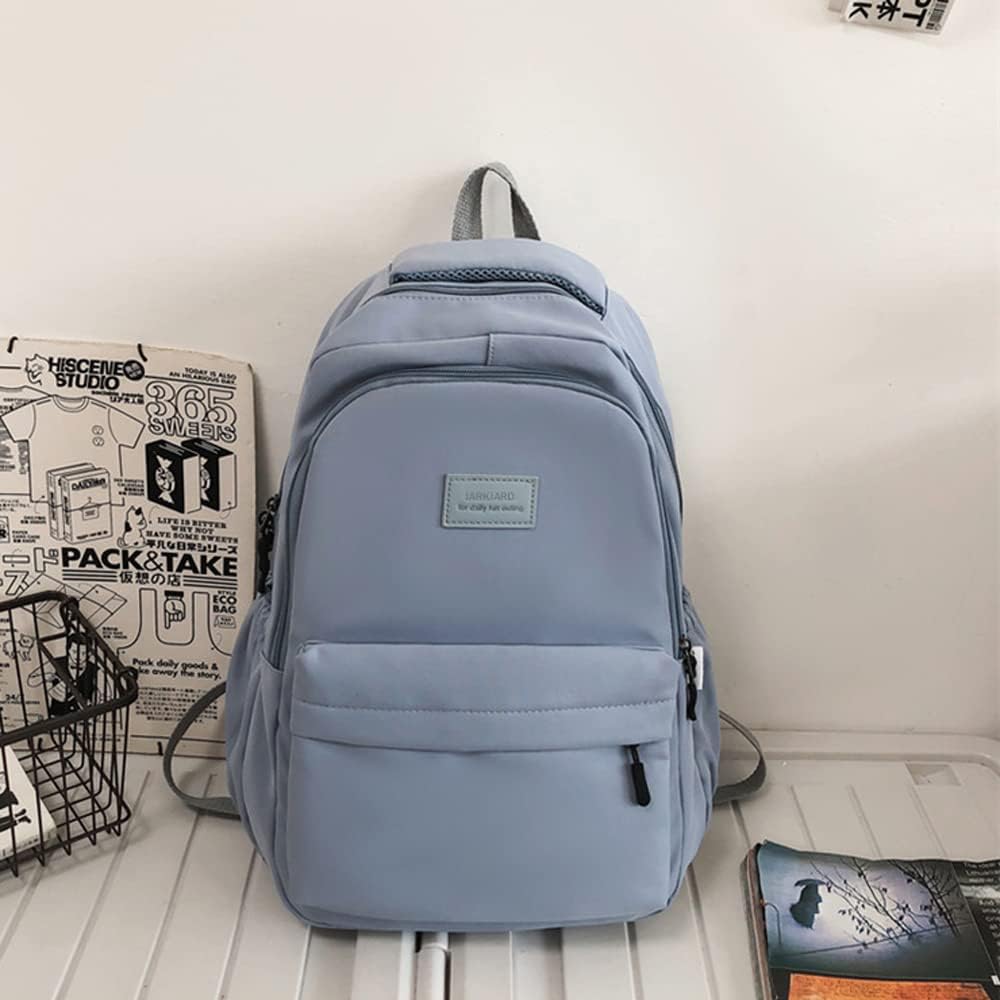 Aesthetic Backpack Cute Backpack for School College Backpack Large Capacity Bookbags for Girls Women Students Casual Travel Daypacks Solid Color(Blue)