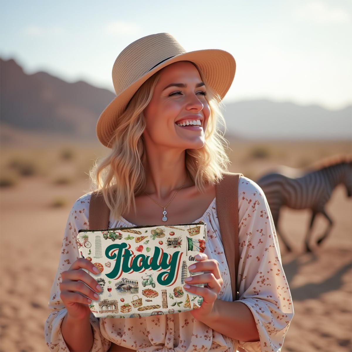 Italy Travel Essentials Italian Gifts Makeup Bag Cosmetic Bag for Women Friend Lady Sister Bestie Italy Travel Lover Weekend Bag Vacation Christmas Birthday Friendship