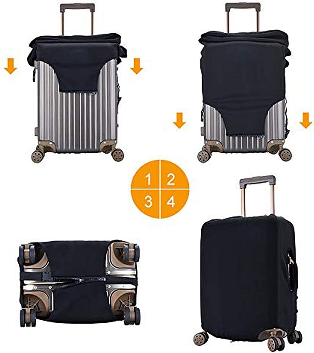 World Travel Luggage Covers and Luggage Tags Tsa Approved, Elastic Washable Fashionable Anti-Scratch Protector, Birthday Gifts for Men Women (M 22-25 Inch Luggage)