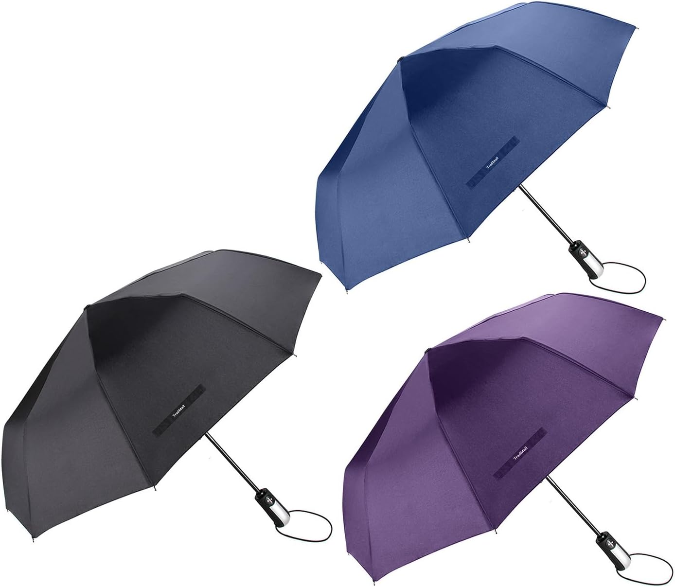 TradMall 3 Pack Travel Umbrella Windproof Portable 46/56 Inches Large Canopy Auto Open & Close