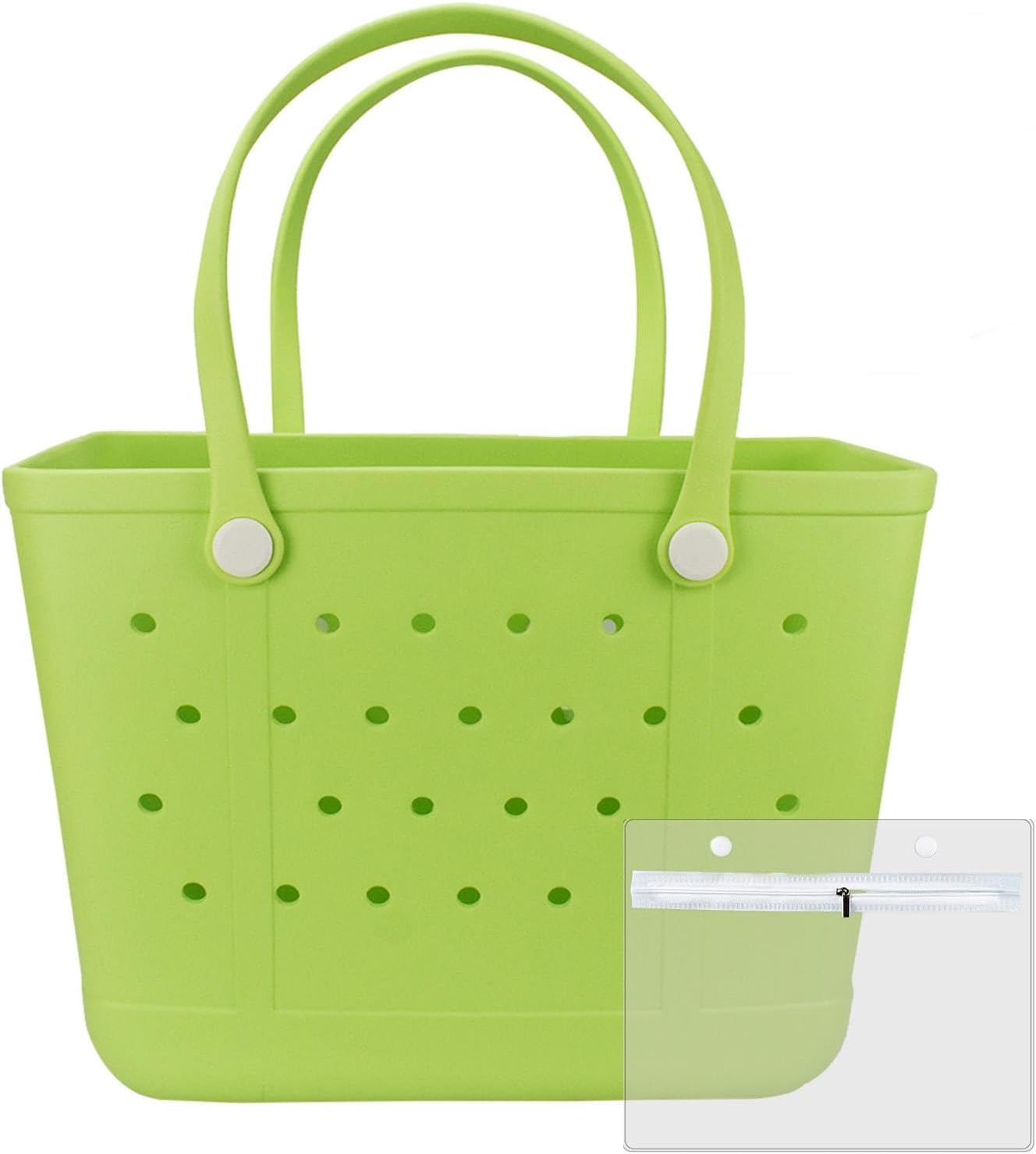Rubber Beach Bag, Washable Moisture Resistant Durable Open Hole Tote Bag Beach Vacation Essentials