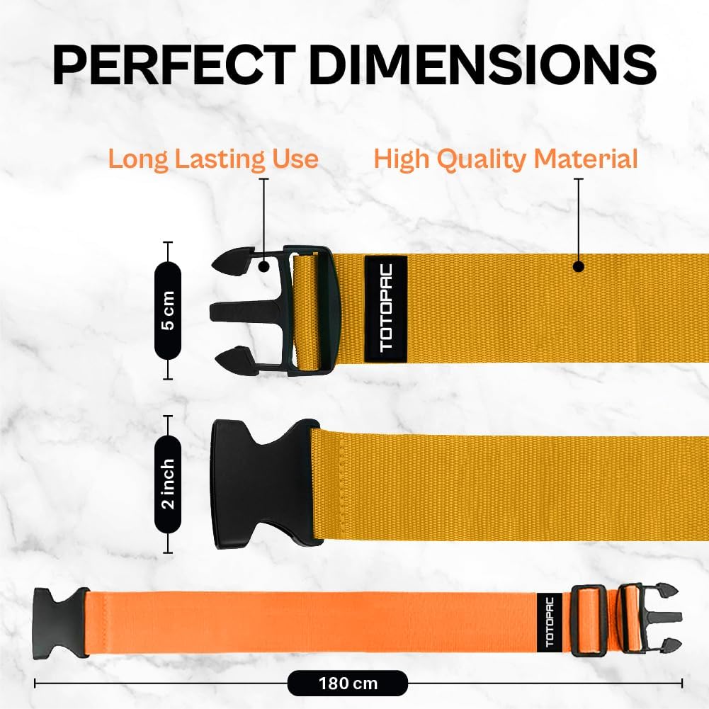 4 Pack Luggage Straps, Adjustable Suitcase Belts 72" x 2" with Quick Release Buckle, Durable Travel Accessories for Secure Luggage and Easy Identification (Orange+Blue+Pink+Yellow)
