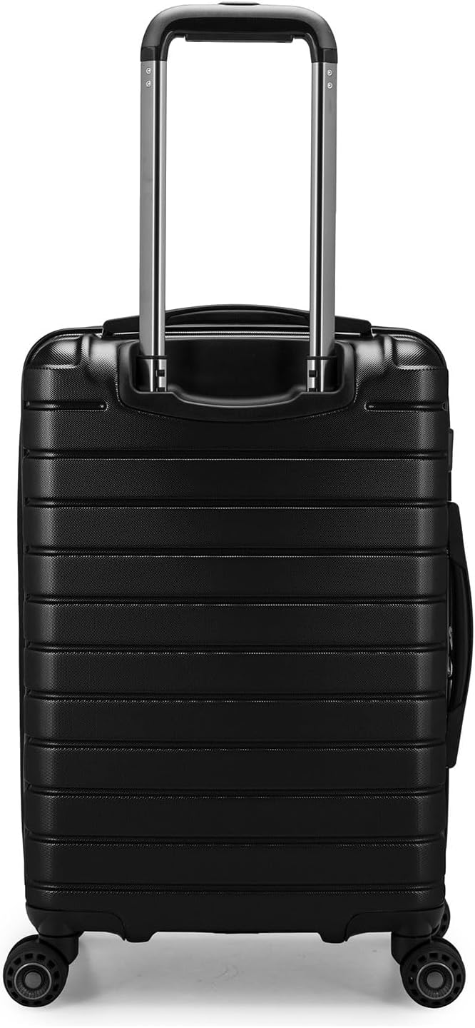 Traveler's Choice Archer Polycarbonate Hardside Spinner Luggage Set, Tie Down Straps, Black, Carry-On 21-Inch
