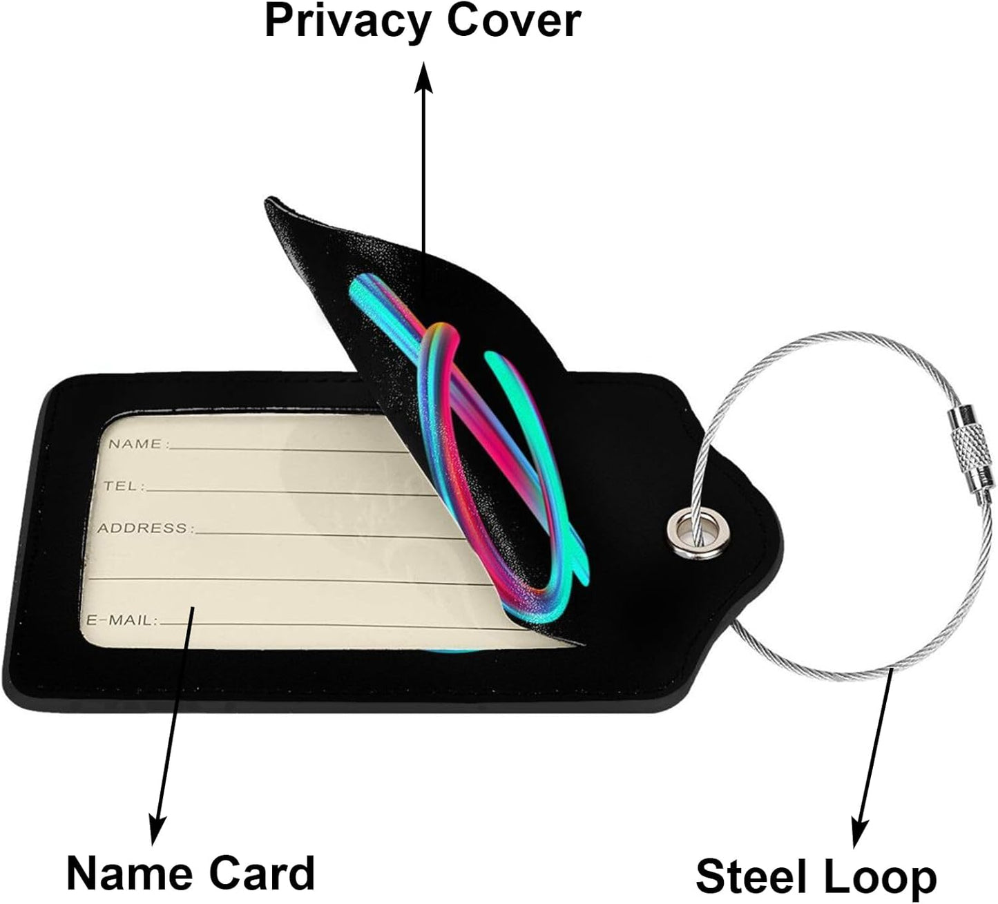 2 Pack Initial Luggage Tags for Suitcase, Colorful Letter Design Cruise Name Bag Tags, Novelty Baggage Identifiers with Full Privacy Cover, Leather ID Label for Women Men Kids Travel, Rainbow Letter P