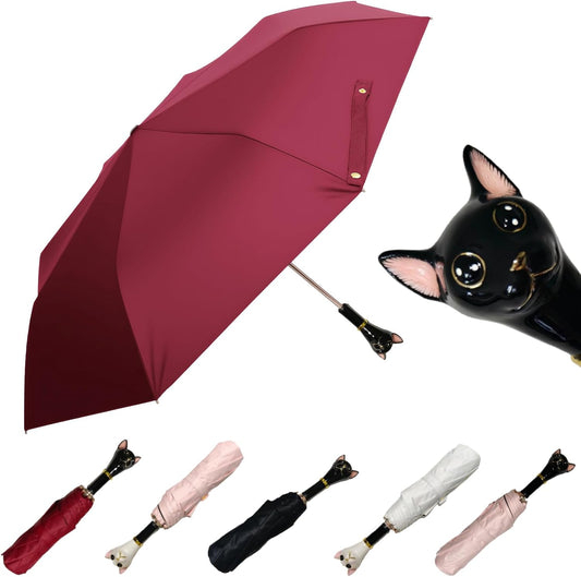 Handpainted Artisan Foldable Umbrella – Animal Lovers – Traditional Enamel Figurine – Fashion Umbrella – Unique Gift Idea – Compact & Windproof – Advanced UV Protection