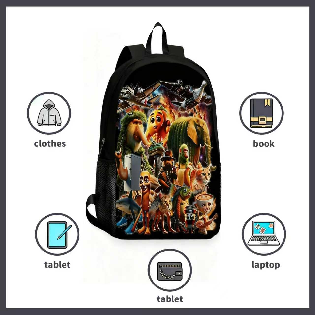 Merch Casual Backpack – Tralalero-Tralala Large Waterproof Lightweight Daypack