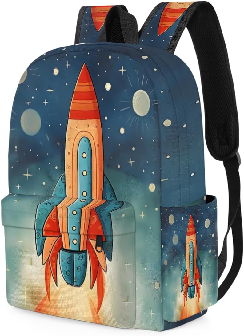 Space Rocket Kids Backpack for Boys Girls Galaxy Planet Preschool Toddler Backpack Kindergarten Nursery Bookbag Travel Children Lightweight School Bag