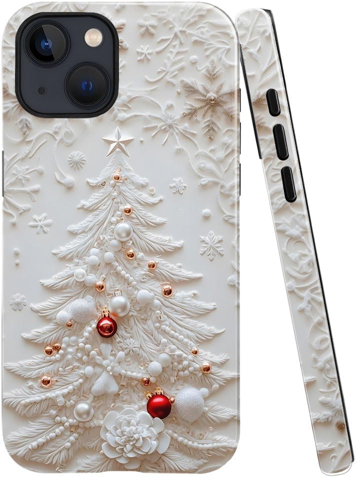 Case for iPhone 14 Plus - Slim Fit Anti-Scratch Phone Case for Girl Women - Christmas Tree White (Glossy)