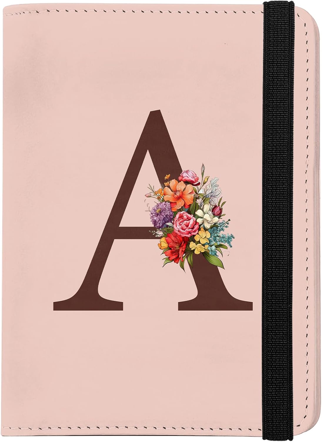 Cute Passport Holder and Holder Combo Passport Cover with Compatible Wallet Credit Card Protector RFID Blocking Women Men (Pink Initial Monogram-A)
