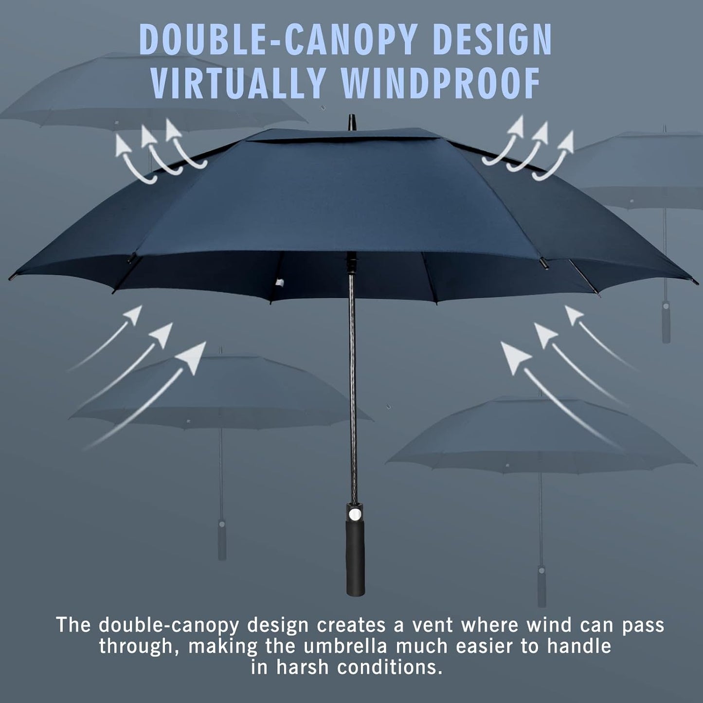 ZOMAKE Golf Umbrella Windproof, Extra Large Oversized Heavy Duty Double Canopy for Rain, Sports