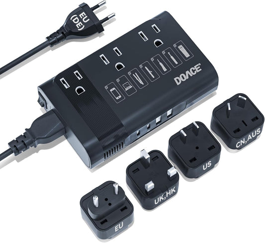 Upgraded 220V to 110V Converter for European Travel- 350W Voltage Converter US to Europe for Using Most U.S. Travel Devices Abroad- Hair Straightener Curler Shaver Toothbrush Laptop Camera Phone