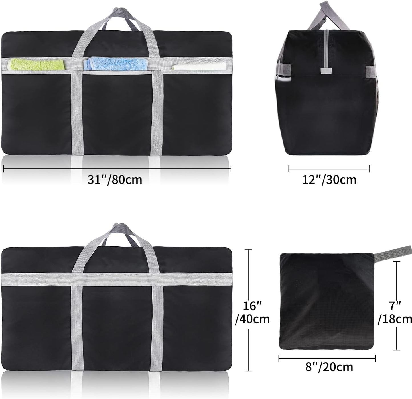 Extra Large Duffle Bag Lightweight, 96L Travel Duffel Bag Foldable for Men Women, Waterproof & Durable(BLACK)